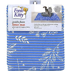 Fresh Kitty Floral Foam Cat Litter Mat, Jumbo, Blue