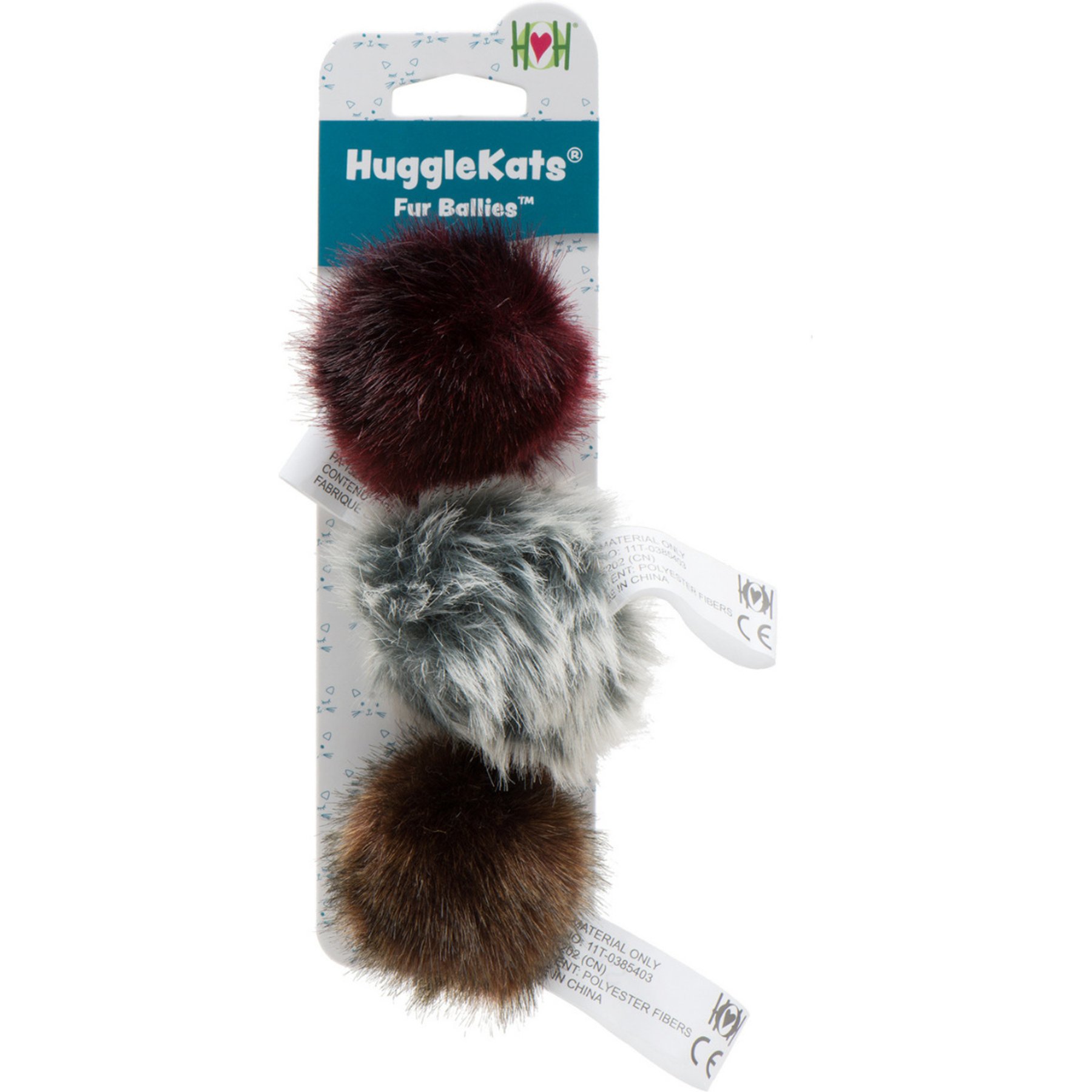 HuggleKats Fur Ballies Cat Toy, 3 count