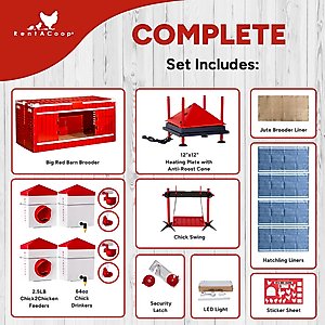 RentACoop Little Red Barn Folding Chick Brooder, Large