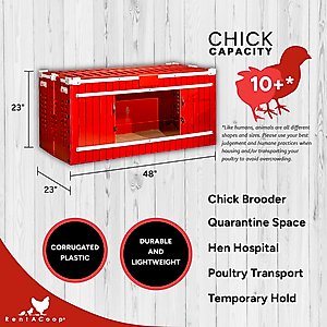 RentACoop Little Red Barn Folding Chick Brooder, Large