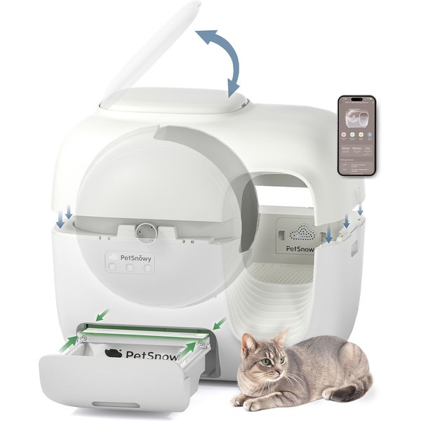 Penthouse Paws Smart Self-Cleaning Cat Litter Box with UV & Odor Control with 4K Camera, White