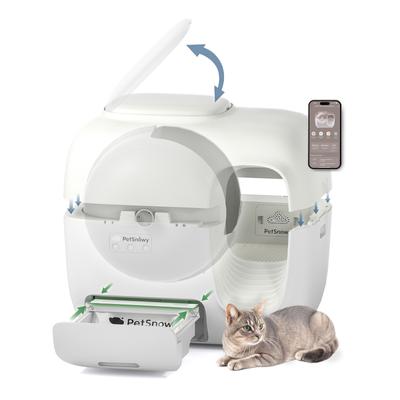 Show full view: PetSnowy Automatic Odor-Free Self-Cleaning Cat Litter Box, Cream slide 1 of 8