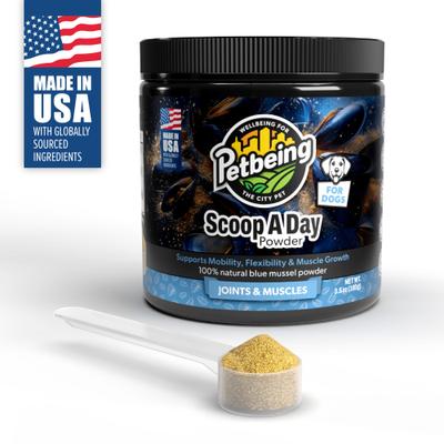 Show full view: PetBeing Scoop-A-Day Mobility, Muscle & Joint Support Powder Supplement for Dogs, 3.5-oz bottle slide 3 of 9