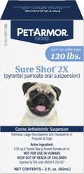 PetArmor Sure Shot 2X Dewormer for Hookworms & Roundworms for Dogs, 2-fl oz bottle
