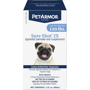 PetArmor Sure Shot 2X Dewormer for Hookworms & Roundworms for Dogs, 2-fl oz bottle