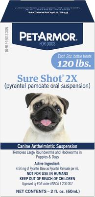 PETARMOR Sure Shot 2X Dewormer for Hookworms Roundworms for Dogs