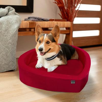 Show full view: Elle Heart-Shaped Orthopedic Dog & Cat Bed, Red slide 3 of 7