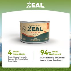 ZEAL New Zealand Beef Recipe High Protein Grain-Free Wet Dog Food, 6-oz can, case of 12 slide 2 of 7