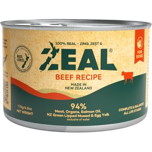 ZEAL New Zealand Beef Recipe High Protein Grain-Free Wet Dog Food, 6-oz can, case of 12