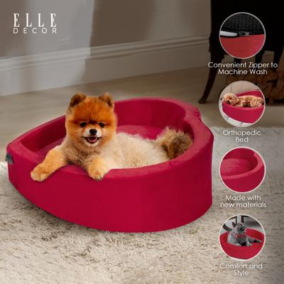 Show full view: Elle Heart-Shaped Orthopedic Dog & Cat Bed, Red slide 7 of 7