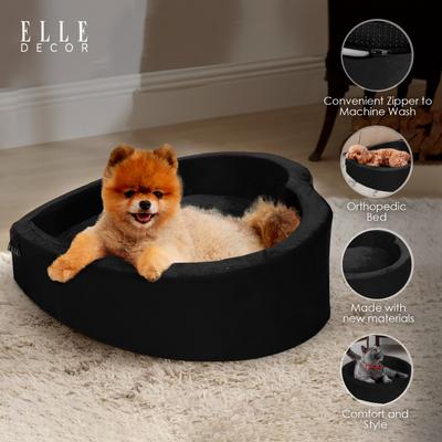 Show full view: Elle Heart-Shaped Orthopedic Dog & Cat Bed, Black slide 6 of 7