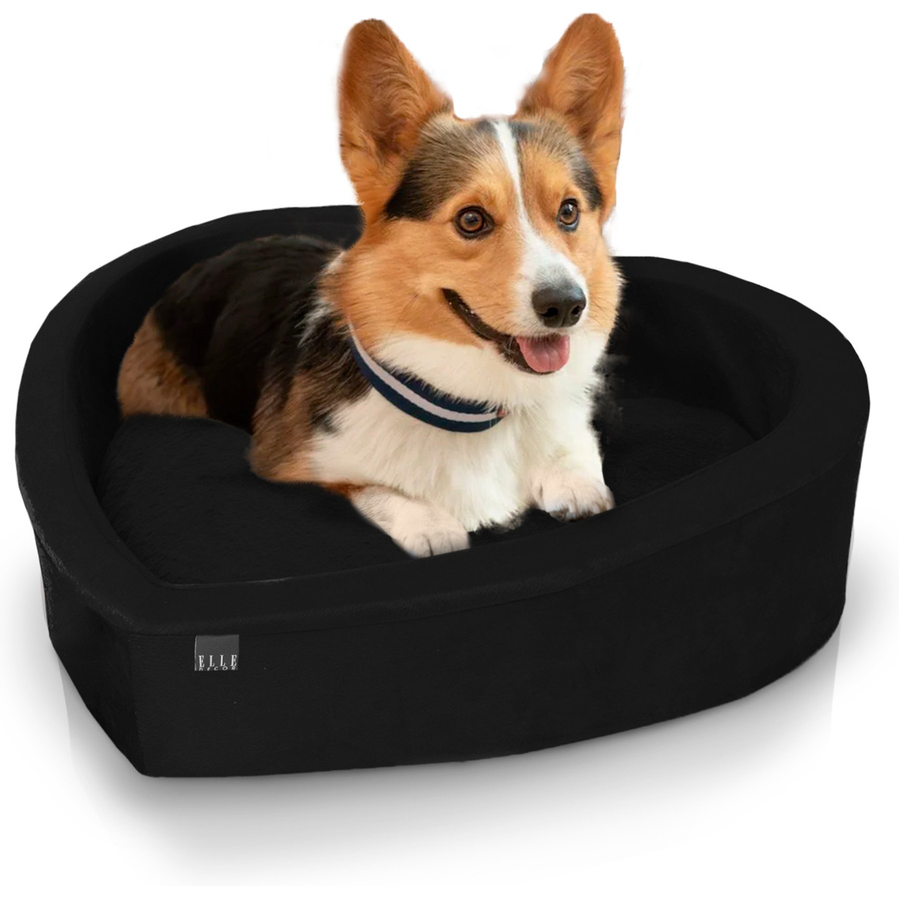 Elle Heart-Shaped Orthopedic Dog & Cat Bed, Black