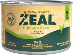 ZEAL New Zealand Chicken Recipe High Protein Grain-Free Wet Dog Food, 6-oz can, case of 12
