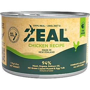 ZEAL New Zealand Chicken Recipe High Protein Grain-Free Wet Dog Food, 6-oz can, case of 12