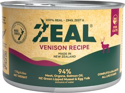 ZEAL New Zealand Venison Recipe High Protein Grain-Free Wet Cat Food, 6-oz can, case of 12