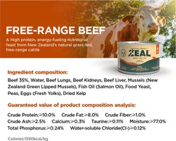 ZEAL New Zealand Beef Recipe High Protein Grain-Free Wet Cat Food, 3.17-oz can, case of 24 slide 2 of 7
