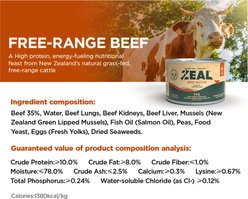 ZEAL New Zealand Beef Recipe High Protein Grain-Free Wet Dog Food, 13.76-oz can, case of 12 slide 2 of 8