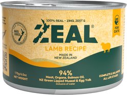 ZEAL New Zealand Lamb Recipe High Protein Grain-Free Wet Cat Food, 6-oz can, case of 12