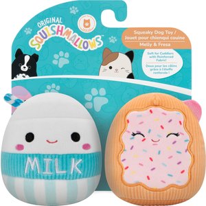 Squishmallows Breakfast Melly & Fresa Squeaky Plush Dog Toy, 3.5-in, 2 count