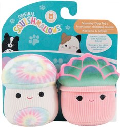 Squishmallows Plants Kervena & Afiyah Squeaky Plush Dog Toy, 3.5-in, 2 count