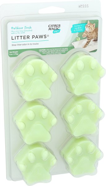 Citrus Magic Litter Paws Outdoor Fresh Cat Litter Deodorizer, 6 count, case of 2