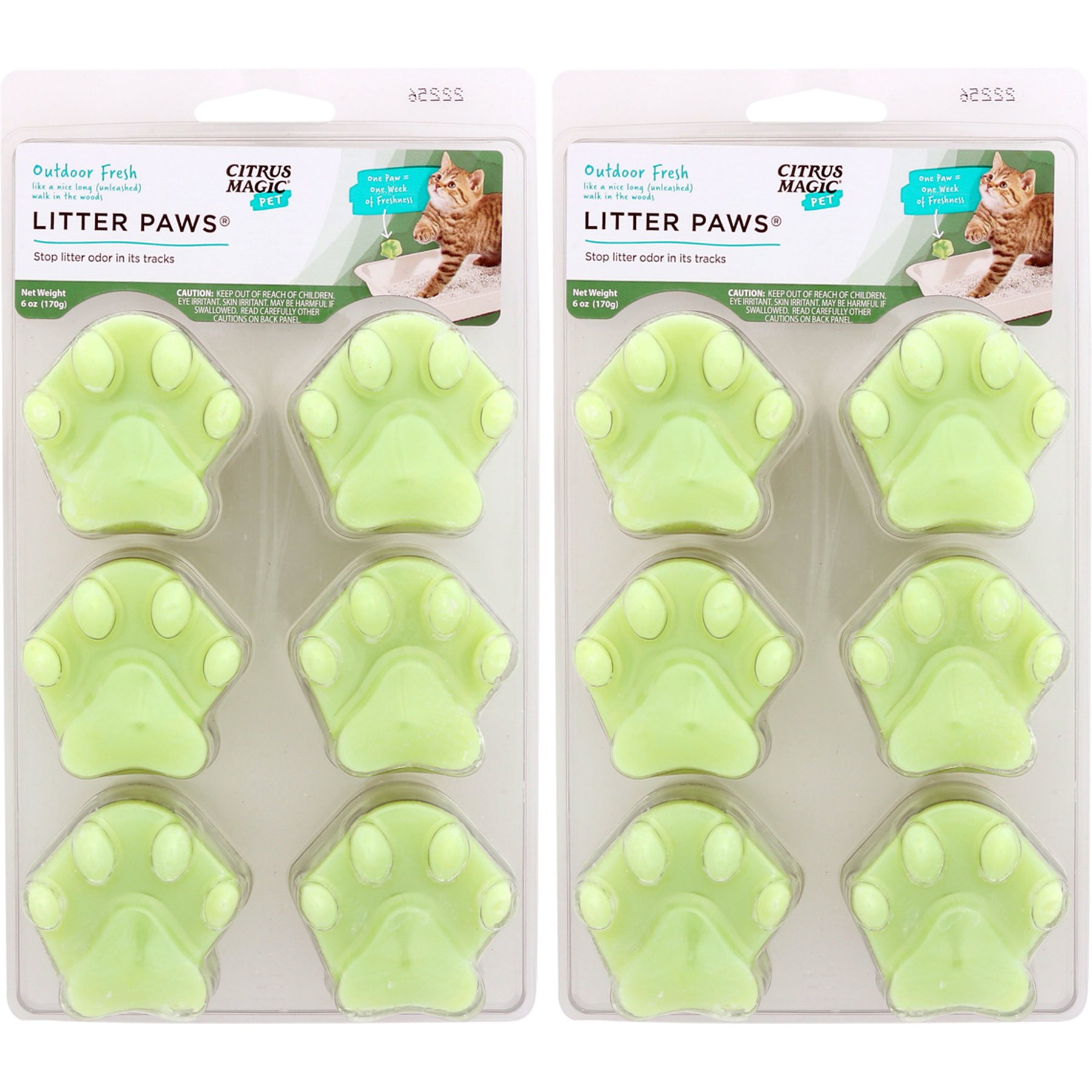 Citrus Magic Litter Paws Outdoor Fresh Cat Litter Deodorizer, 6 count, case of 2