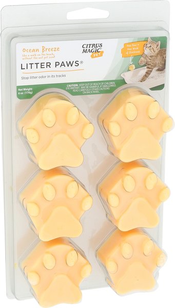 Citrus Magic Litter Paws Ocean Breeze Cat Litter Deodorizer, 6 count, case of 2