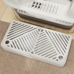 PawHut High Sided Stainless Steel Cat Litter Box with Metal Scoop, Light Gray, 23.7-in slide 2 of 9