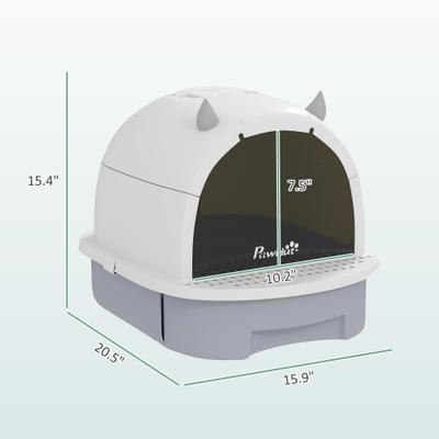 Show full view: PawHut Covered Cat Litter Box with Lid & Scoop, 20.5-in, Gray slide 3 of 9