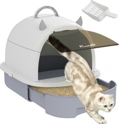 PawHut Covered Cat Litter Box with Lid & Scoop, 20.5-in, Gray