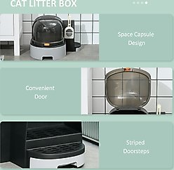 PawHut Covered Cat Litter Box with Scoop, Gray, 23.6-in slide 2 of 9