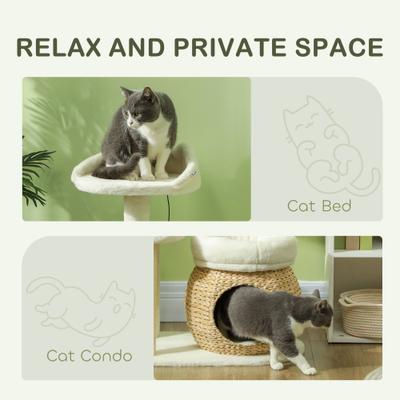 Show full view: PawHut Activity Center 31-in Cat Tree Tower, Cream White slide 6 of 11