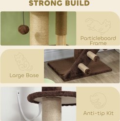 PawHut 89 to 104-in Adjustable Height Plush Floor-to-Ceiling Cat Tree & Condo, Brown slide 2 of 9