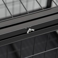 PawHut Heavy Duty Double Door Lockable Wheels Dog Crate, Black, 36-in slide 2 of 9