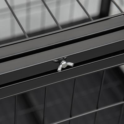 Show full view: PawHut Heavy Duty Double Door Lockable Wheels Dog Crate, Black, 36-in slide 10 of 11