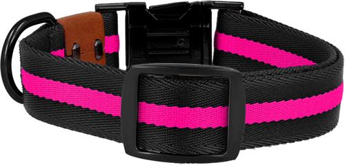 Show full view: JEJOU DOG Neon Pink Stripes Walk Set Dog Collar & Leash, Neon Pink, Medium slide 3 of 6