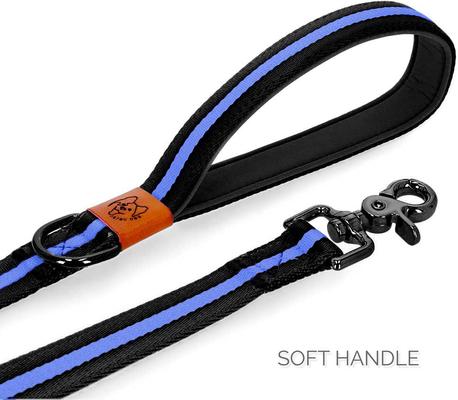 Show full view: JEJOU DOG Neon Blue Stripes Walk Set Dog Collar & Leash, Neon Blue, Medium slide 4 of 6