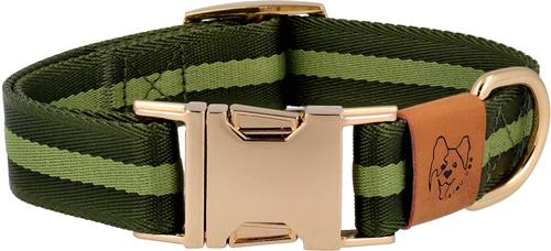 Show full view: JEJOU DOG Green Stripes Walk Set Dog Collar & Leash, Green, Small slide 2 of 7