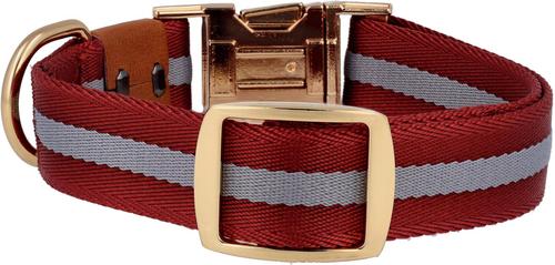 Show full view: JEJOU DOG Burgundy Stripes Walk Set Dog Collar & Leash, Burgundy, Medium slide 3 of 6