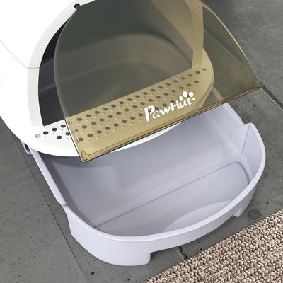 Show full view: PawHut Covered Cat Litter Box with Lid & Scoop, 20.5-in, Gray slide 8 of 9