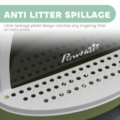 Show full view: PawHut Covered Cat Litter Box with Lid & Scoop, 20.5-in, Green slide 6 of 9