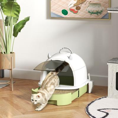 Show full view: PawHut Covered Cat Litter Box with Lid & Scoop, 20.5-in, Green slide 2 of 9