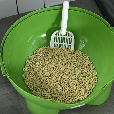 Show full view: PawHut Hooded Cat Litter Box with Lid & Scoop, Dark Green, 20.9-in slide 8 of 9