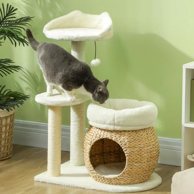 Show full view: PawHut Activity Center 31-in Cat Tree Tower, Cream White slide 10 of 11