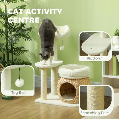 Show full view: PawHut Activity Center 31-in Cat Tree Tower, Cream White slide 5 of 11
