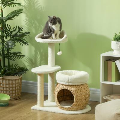 Show full view: PawHut Activity Center 31-in Cat Tree Tower, Cream White slide 3 of 11