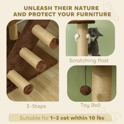 Show full view: PawHut 89 to 104-in Adjustable Height Plush Floor-to-Ceiling Cat Tree & Condo, Brown slide 6 of 9