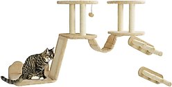 PawHut Scratching Post, Perches & Ladder Wall Mounted Cat Wall Shelves, Beige
