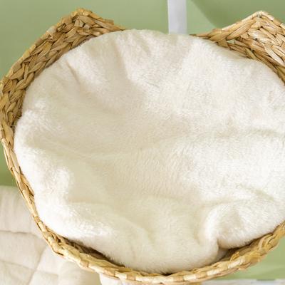 Show full view: PawHut Wooden Cat Scratching Posts 41-in Plush Cat Tree & Condo, Cream White slide 8 of 9