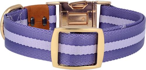 Show full view: JEJOU DOG Purple Stripes Walk Set Dog Collar & Leash, Purple, Small slide 3 of 6